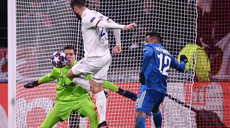 Lyon's Lucas Tousart (C) scores the opening goal