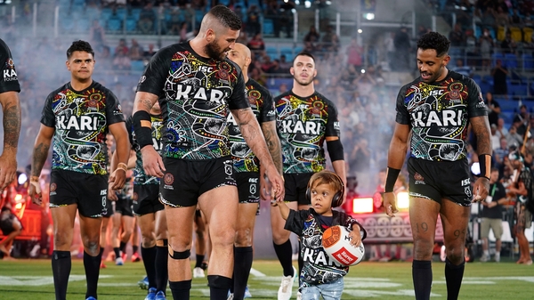 Quaden Bayles recently led the Indigenous All Stars on to the field during a National Rugby League game