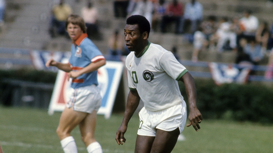 Pele with the New York Cosmos in 1976 at the height of the NASL
