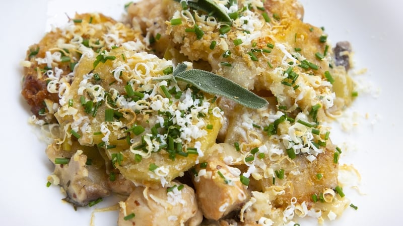 Chicken, Leek & Mushroom Potato Gratin