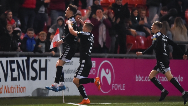 Stephen Mallon of Derry City celebrates his opener