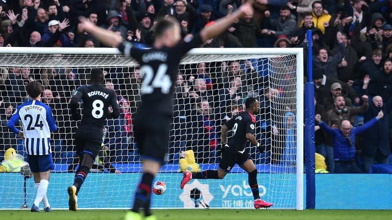 Jordan Ayew (R) celebrates scoring the only goal