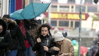 People battle the weather in Dublin city centre