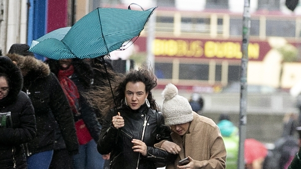 People battle the weather in Dublin city centre