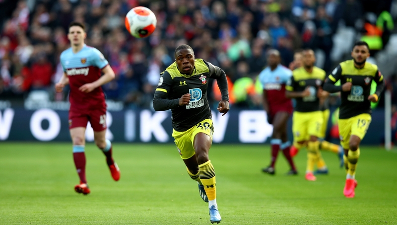 Michael Obafemi during the Premier League match against West Ham