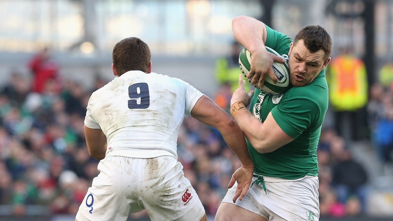 Cian Healy of Ireland takes on Ben Youngs in 2015