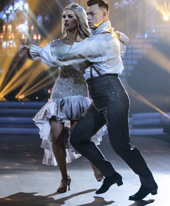 Gráinne Gallanagh and Kai Widdrington danced a paso doble to I Would Do Anything for Love (But I Won't Do That) by Meatloaf.