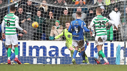 Ryan Christie's shot flies past St Johnstone keeper Zander Clarke