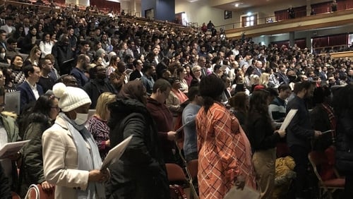 A small number of participants wore masks at the ceremony in light of the current concern over the Covid-19 virus