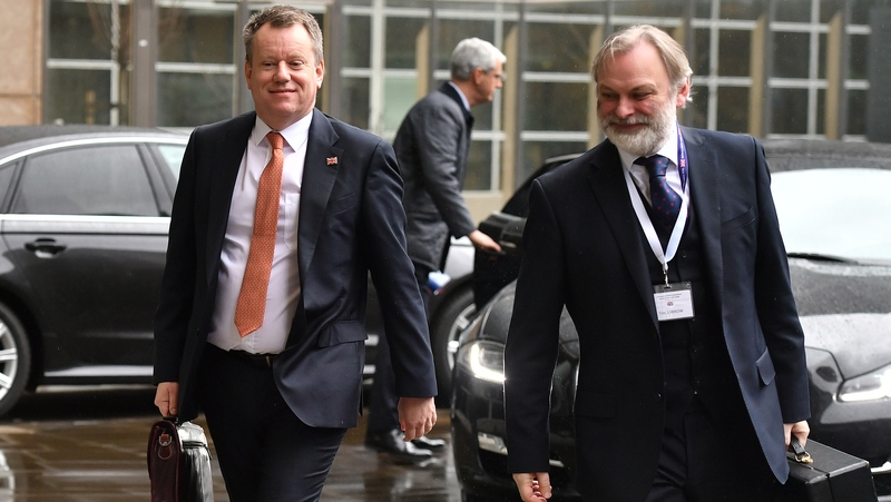 UK chief trade negotiator David Frost and British Ambassador to the EU Tim Barrow arriving at the European Parliament