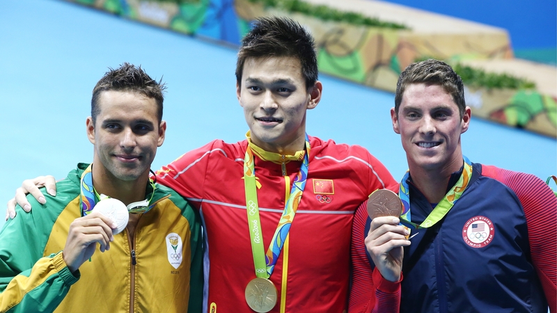 Chad le Clos, with his silver medal in Rio, alongside the now banned Sun Yang