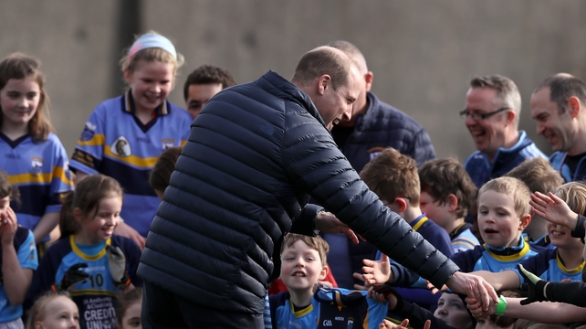 Prince William celebrates with the local Salthill Knocknacarra children