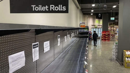 Empty shelves in a supermarket in Australia
