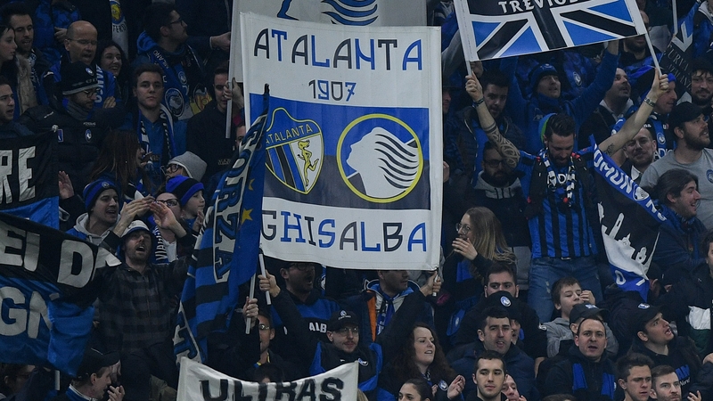Supporters of Atalanta during the UEFA Champions League Round of 16 match against Valencia
