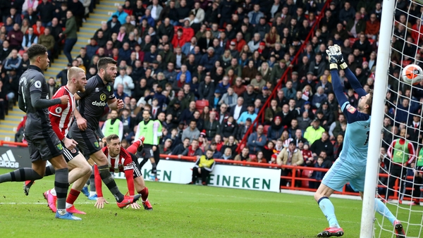 Billy Sharp heads home the winner for Sheffield United