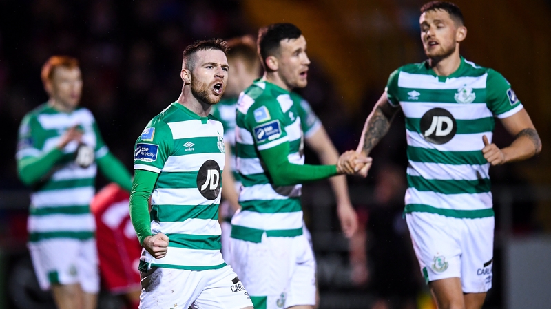Jack Byrne celebrating the victory for Shamrock Rovers last Saturday