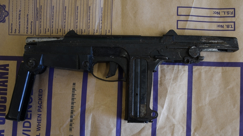 A Mach type machine pistol was seized