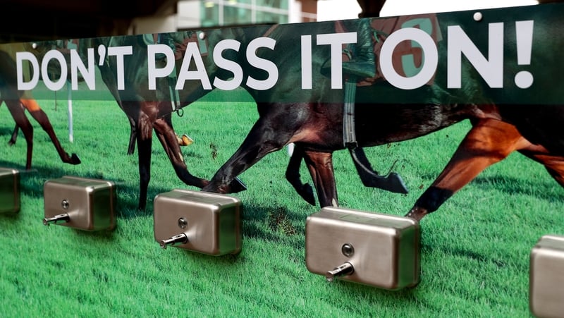 Hand sanitiser and public health advice at Prestbury Park