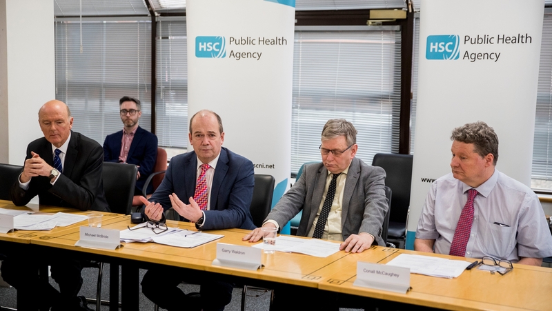 Doctors give a briefing on Covid-19 in Belfast today