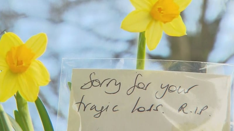 A floral tribute left at the scene