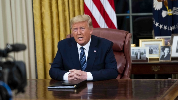 Donald Trump said: 'This is not a financial crisis', adding 'this is just a temporary moment of time that we will overcome together as a nation'