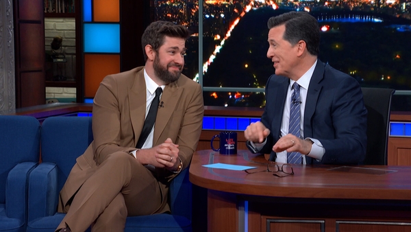 John Krasinski teaches Colbert how to do a Boston accent