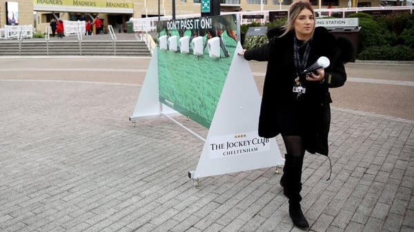 Hand sanitisers have been installed in Cheltenham, but social distancing is difficult to implement at packed Prestbury Park