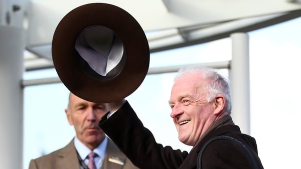 Willie Mullins salutes the crowd after winning the Gold Cup