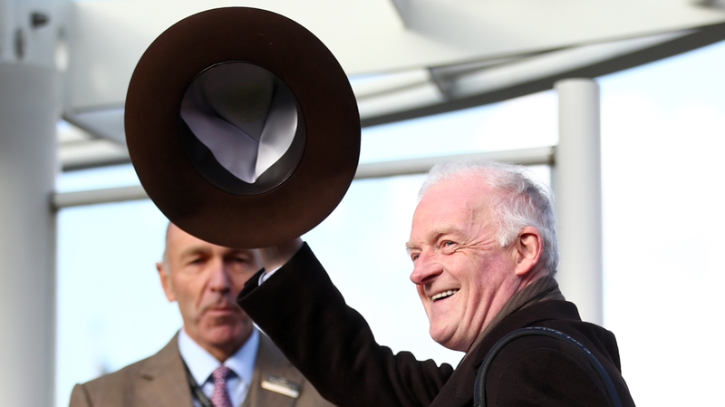 Willie Mullins salutes the crowd after winning the Gold Cup