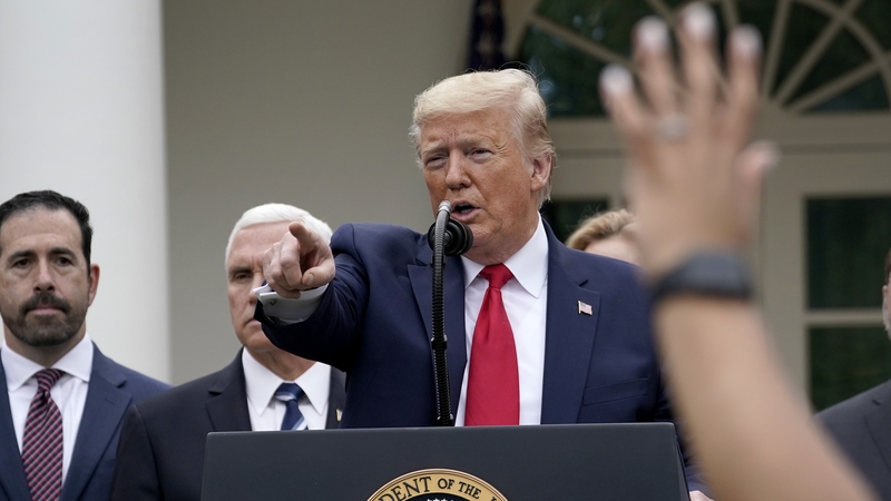 Donald Trump answers questions from the media at the White House today