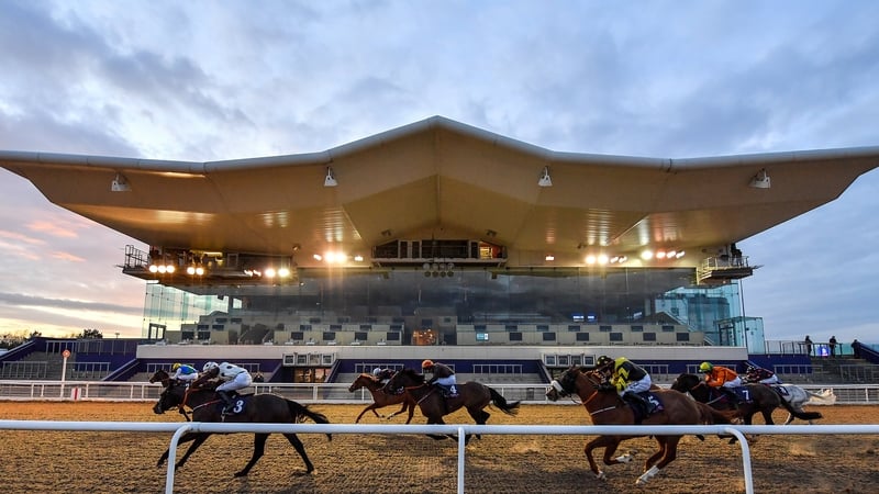 A view of the field as they pass the empty grandstand at Dundalk Stadium