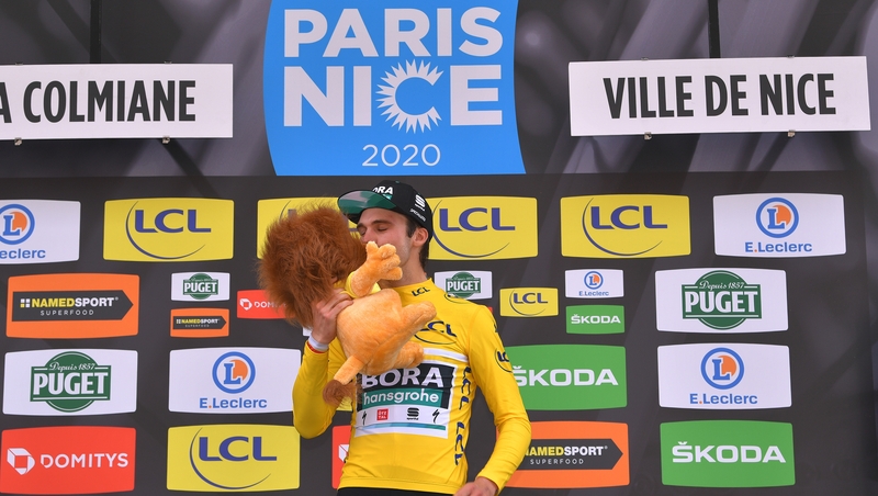 Maximilian Schachmann celebrates his win