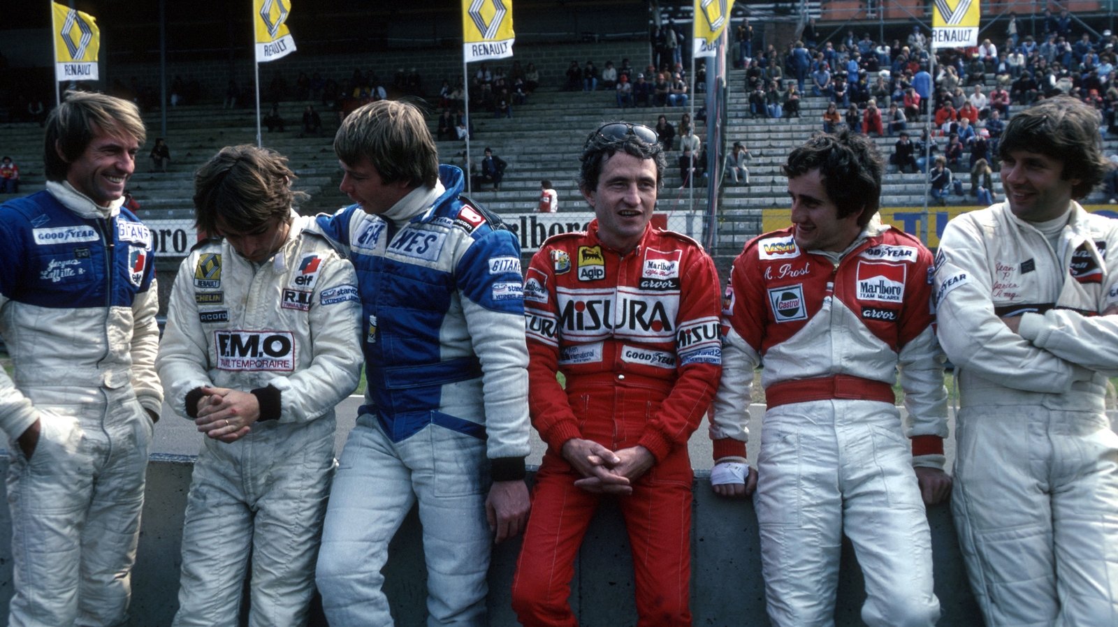 Jacques Laffite Rene Arnoux Didier Pironi Patrick Depailler Alain Prost Jean-Pierre Jarier at Zolder