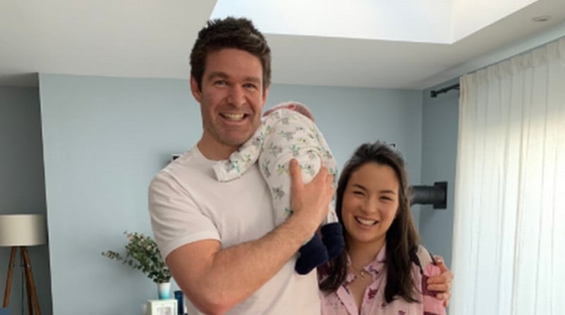 Munster's Billy Holland with his newborn son Matthew and wife Lanlih