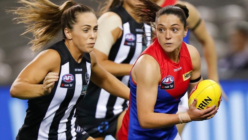 Sinead Goldrick (R) made a big impact with the Demons