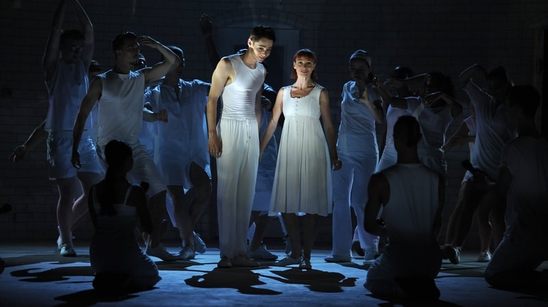 Paris Fitzpatrick as Romeo and Cordelia Braithwaite as Juliet in Matthew Bourne's Romeo And Juliet at Sadler's Wells Theatre, London in 2019.  Photo: Robbie Jack/Corbis via Getty Images