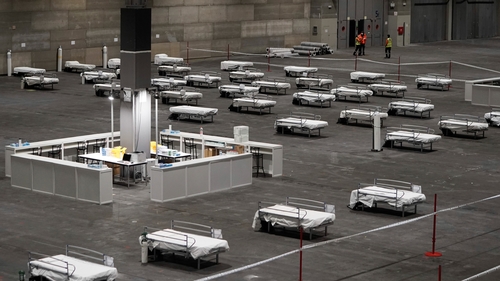 Temporary hospital at a pavilion in IFEMA convention and exhibition center