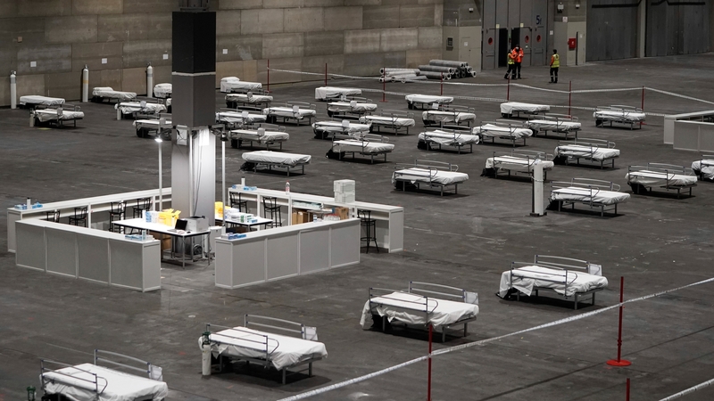 A temporary hospital at the Ifema convention and exhibition centre in Madrid