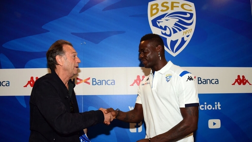 Brescia president Massimo Cellino unveils new club signing Mario Balotelli last summer