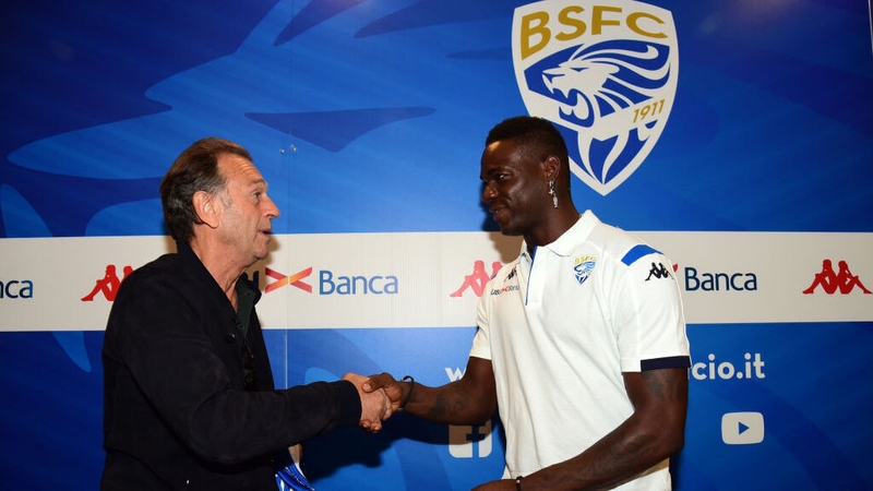 Brescia president Massimo Cellino unveils new club signing Mario Balotelli last summer