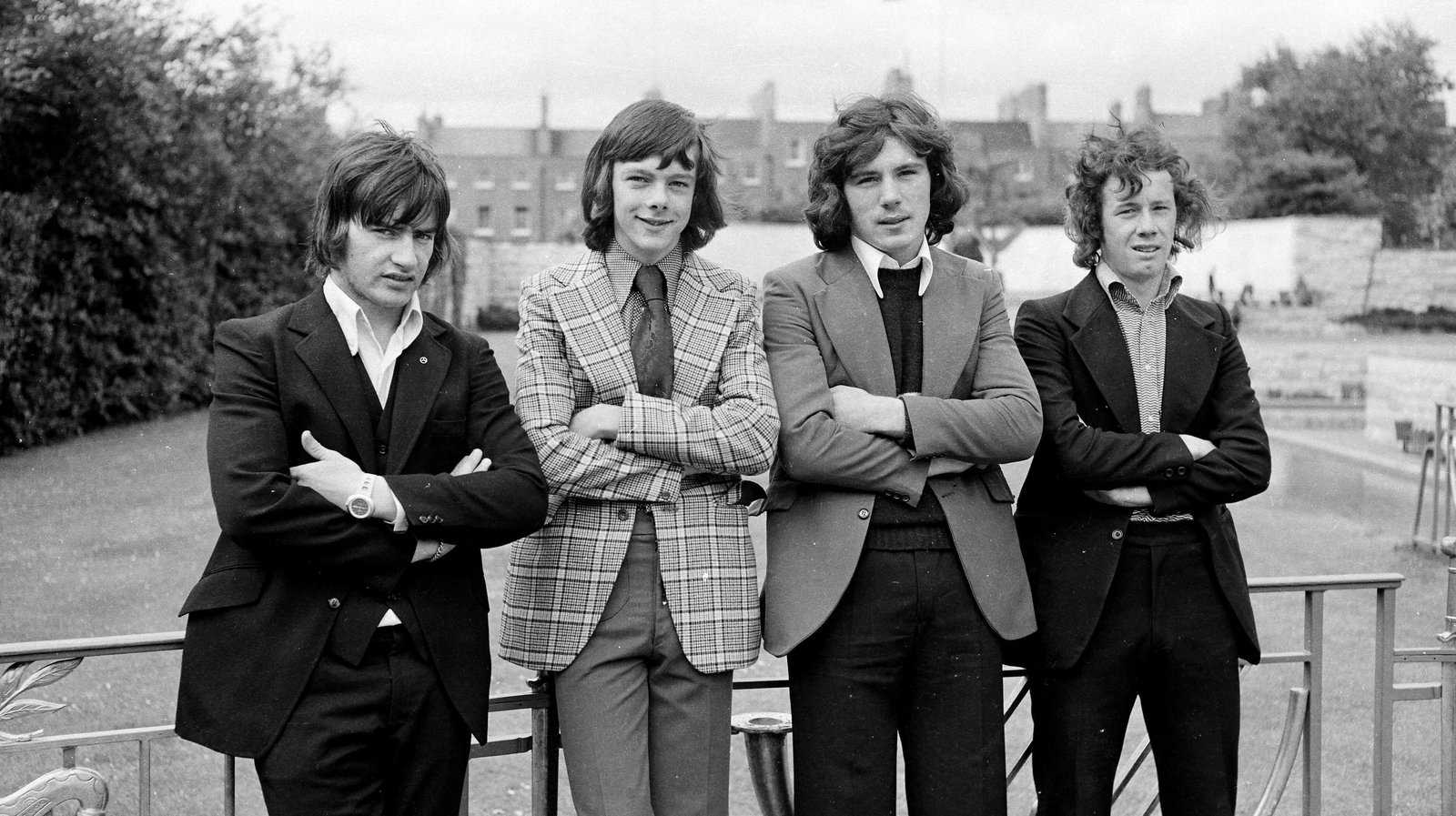 John Murphy, David O'Leary, Frank Stapleton and Liam Brady at an Irish Arsenal players photocall