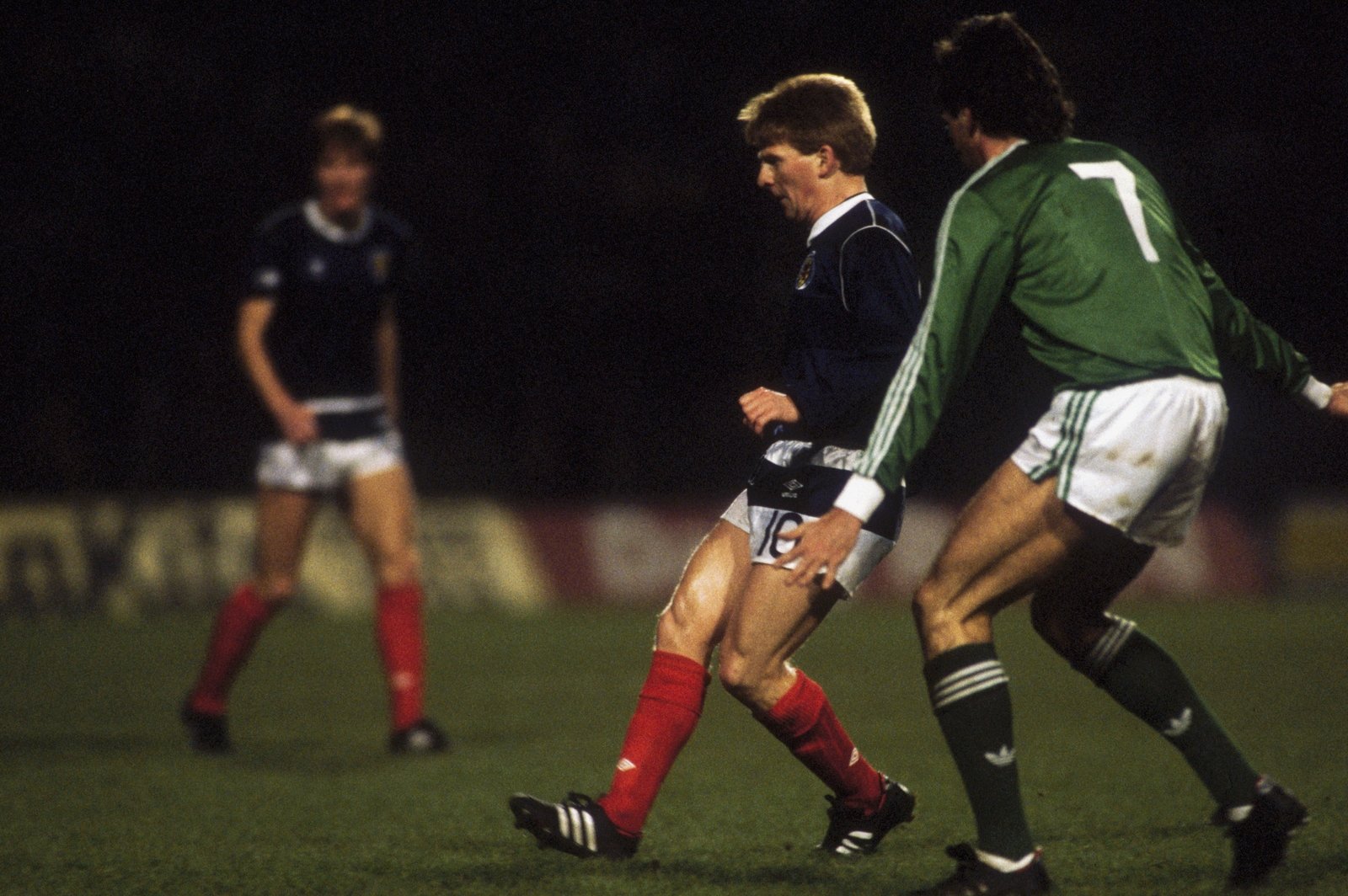 Gordon Strachan of Scotland in action during the European Championships 1988 Qualifying match