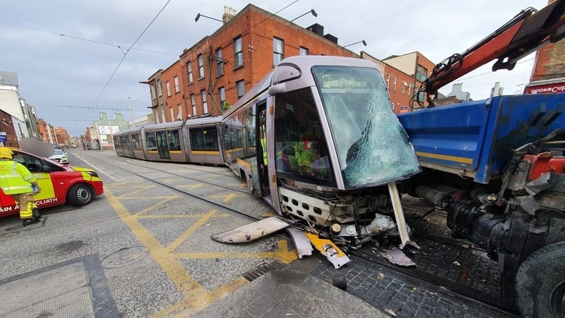 The road is closed while Dublin Fire Brigade attends the scene (pic: @DubFireBrigade)