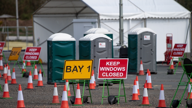 A Covid-19 testing centre for NHS staff at Edgbaston Cricket Ground in Birmingham