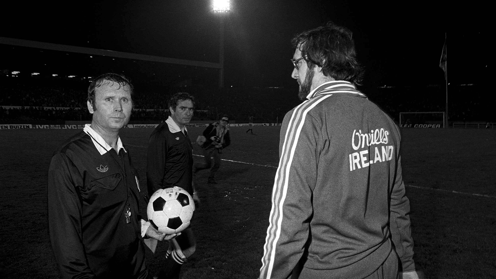 Ref woes: Eoin Hand confronts Raul Nazare in Heysel in '81