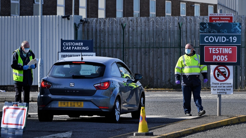 A vehicle test centre in Belfast is being used as a drive-through testing location for Covid-19