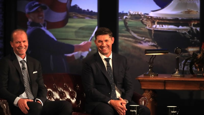 USA captain Steve Stricker (L) and European captain Padraig Harrington