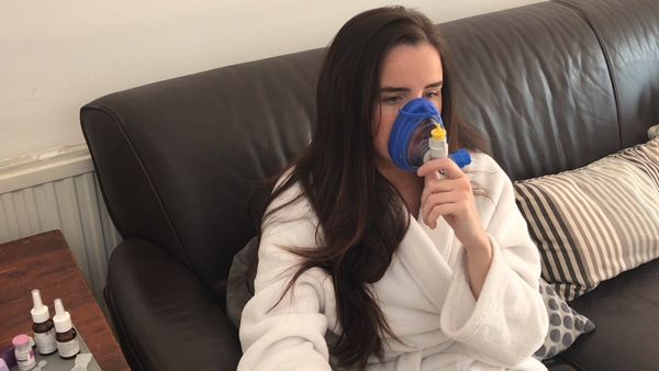 Bevin Murphy's treatment includes physiotherapy with a PEP mask