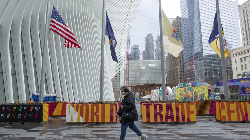 Flags fly at half-mast outside the World Trade Center in New York