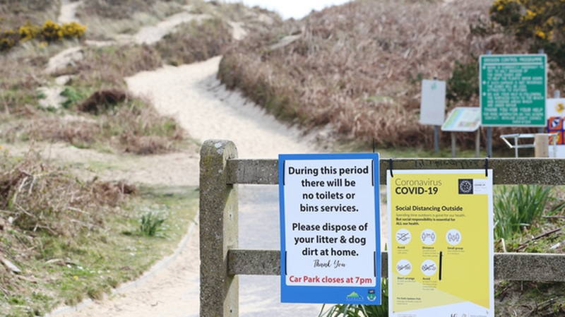 A deserted Brittas Bay in Wicklow as Covid-19 restrictions continue